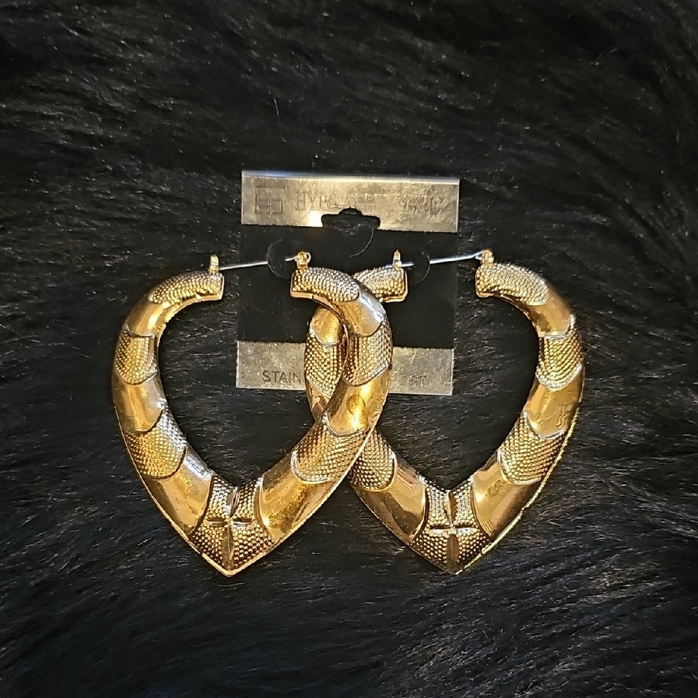 Gold Textured Hoop Earrings